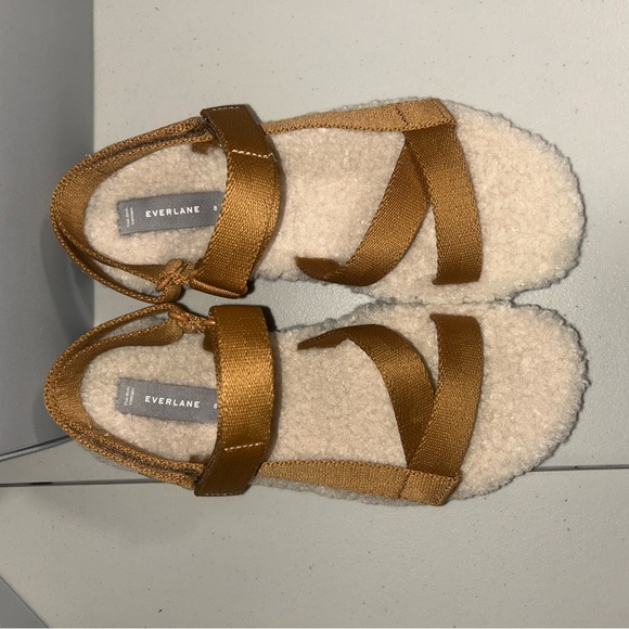 Everlane Day Crossover Sandal Brown Tan Women’s 8 Faux Fur Adjustable - Picture 3 of 4